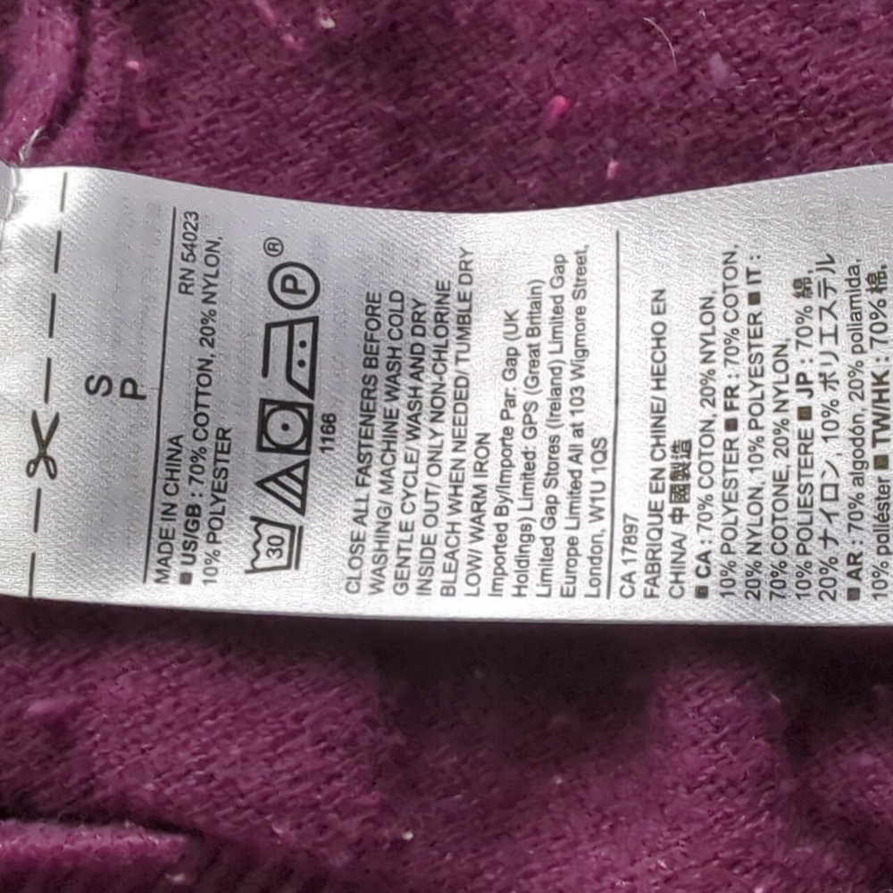 Gap Women's Purple Plum Speckled Cardigan Sweater Cotton Blend - Picture 8 of 8